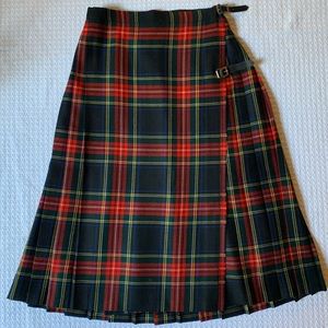 Vintage Aston Pleated Tartan Wool Skirt